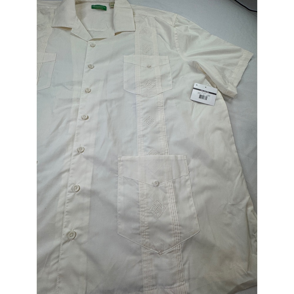 Havanera Co Cubavera Mens 2XL Guayabera Shirt Cream Color Short Sleeve New - Picture 10 of 16